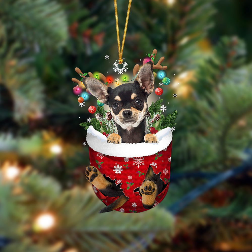 Ornament- Chihuahua-In Christmas Pocket Two Sides Ornament, Happy Christmas Ornament, Car Ornament - Best gifts your whole family