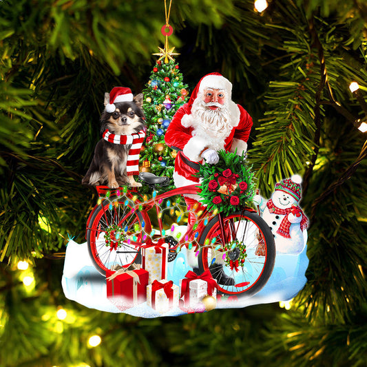 Ornament- Chihuahua On Santa's Bike Ornament Dog Ornament, Car Ornament, Christmas Ornament - Best gifts your whole family