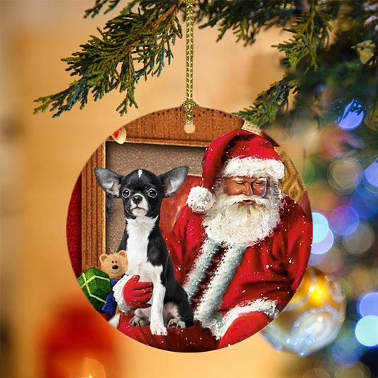 Ornament- Chihuahua With Santa Christmas Ornament, Happy Christmas Ornament, Car Ornament - Best gifts your whole family