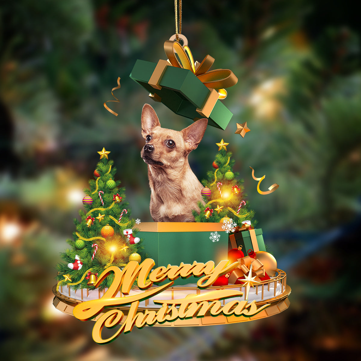 Ornament- Chihuahua2-Christmas Gifts&dogs Hanging Ornament, Happy Christmas Ornament, Car Ornament - Best gifts your whole family