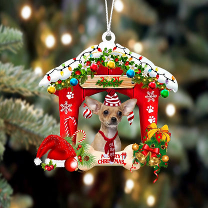 Ornament- Chihuahua2-Christmas House Two Sided Ornament, Happy Christmas Ornament, Car Ornament - Best gifts your whole family