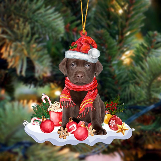 Ornament- CHOCOLATE Labrador-Better Christmas Hanging Ornament, Happy Christmas Ornament, Car Ornament - Best gifts your whole family