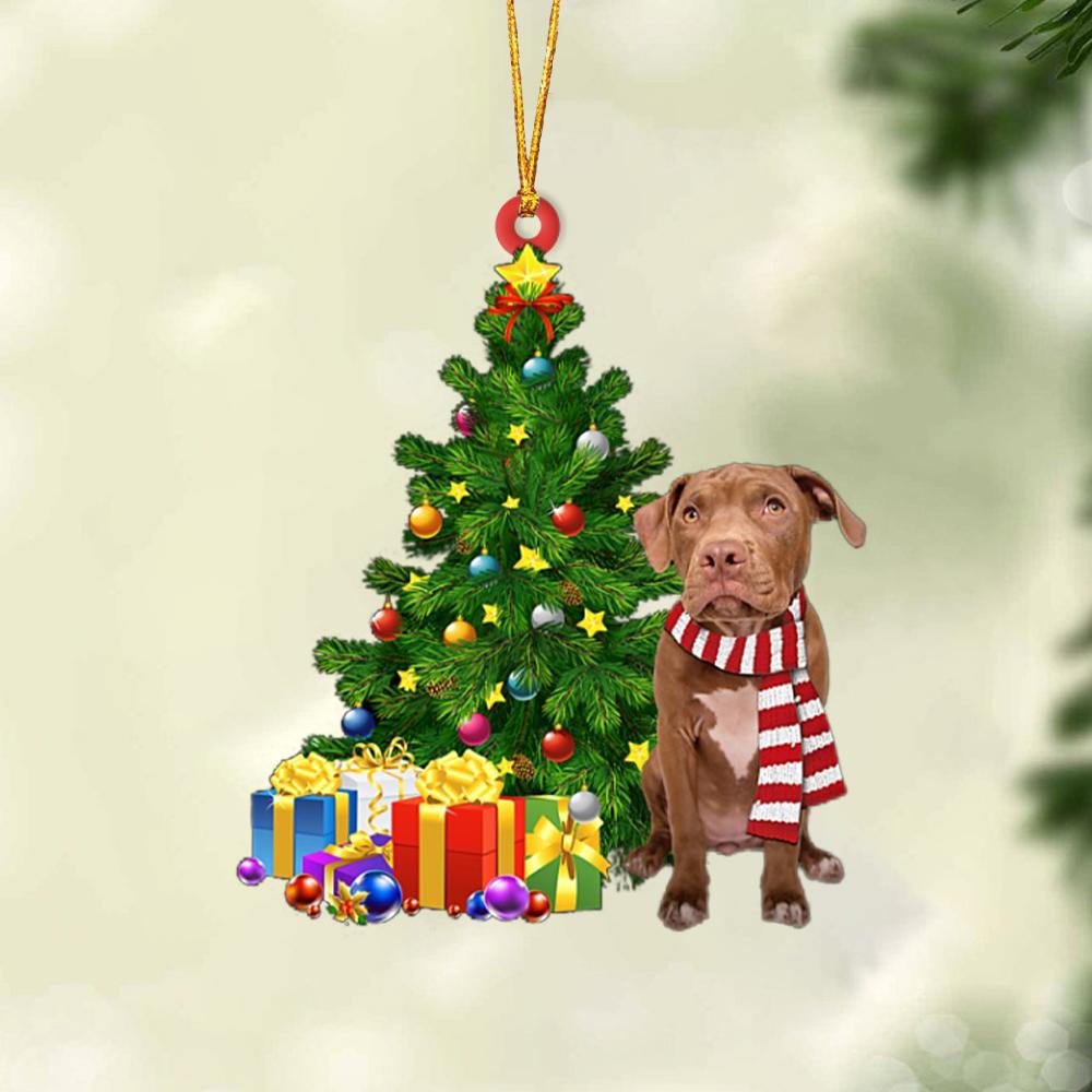 Ornament- CHOCOLATE Pitbull-Christmas Star Hanging Ornament, Happy Christmas Ornament, Car Ornament - Best gifts your whole family