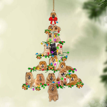 Ornament- Chow Chow-Christmas Tree Lights-Two Sided Ornament, Happy Christmas Ornament, Car Ornament - Best gifts your whole family