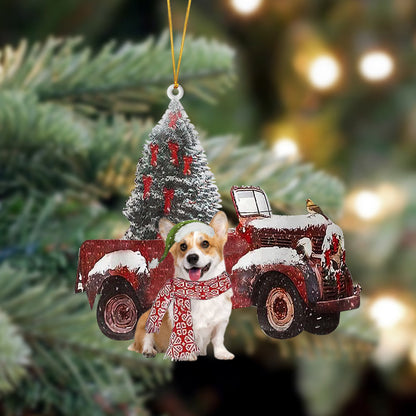 Ornament- Corgi 2-Christmas Truck Two Sided Ornament, Happy Christmas Ornament, Car Ornament - Best gifts your whole family