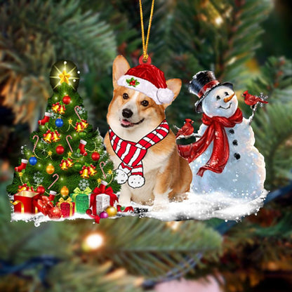 Ornament- Corgi Christmas Snow Hanging Ornament Dog Ornament, Car Ornament, Christmas Ornament - Best gifts your whole family
