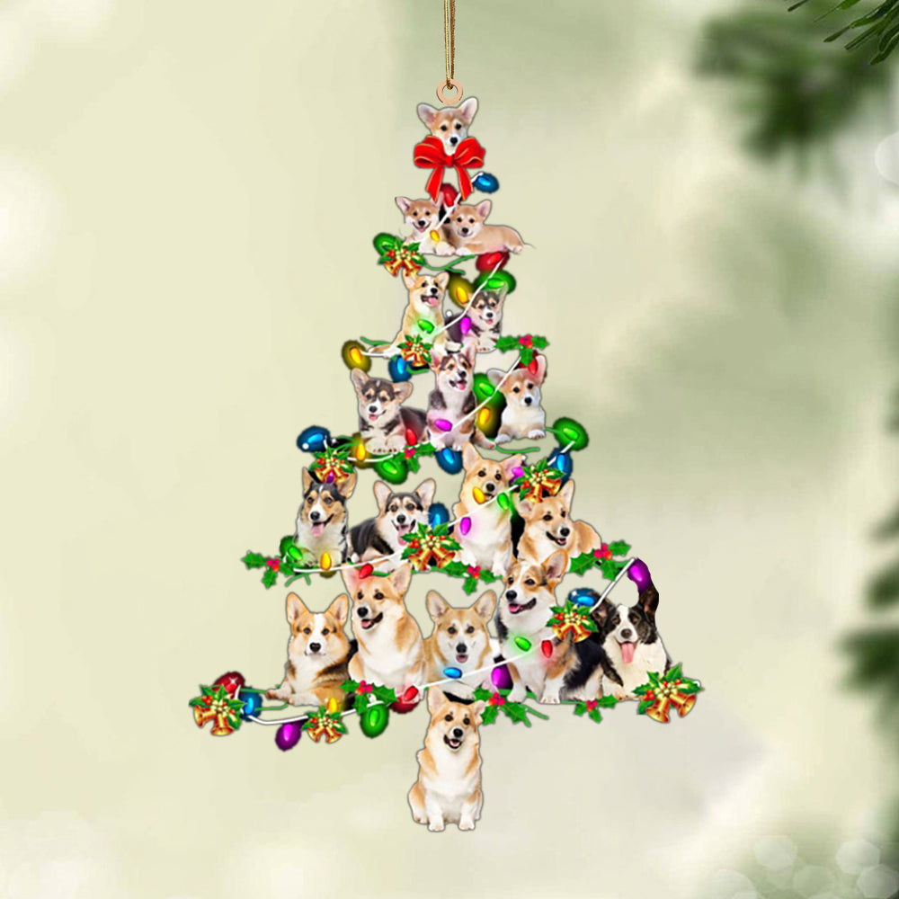 Ornament- Corgi-Christmas Tree Lights-Two Sided Ornament, Happy Christmas Ornament, Car Ornament - Best gifts your whole family