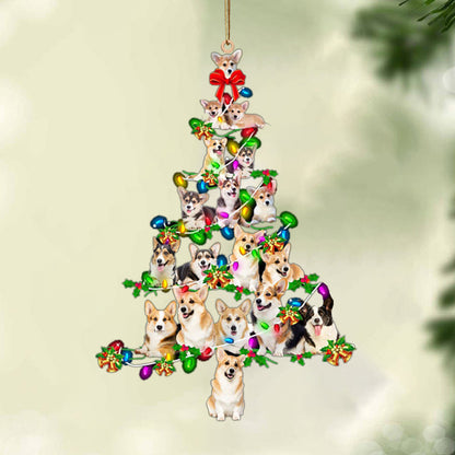 Ornament- Corgi-Christmas Tree Lights-Two Sided Ornament, Happy Christmas Ornament, Car Ornament - Best gifts your whole family