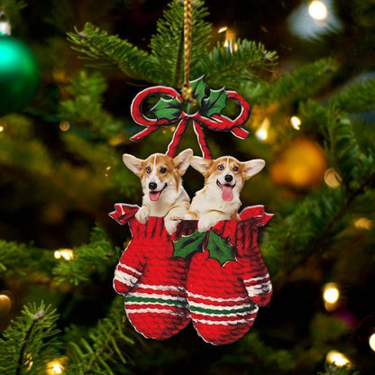 Ornament- Corgi Inside Your Gloves Christmas Holiday-Two Sided Ornament, Christmas Ornament, Car Ornament - Best gifts your whole family