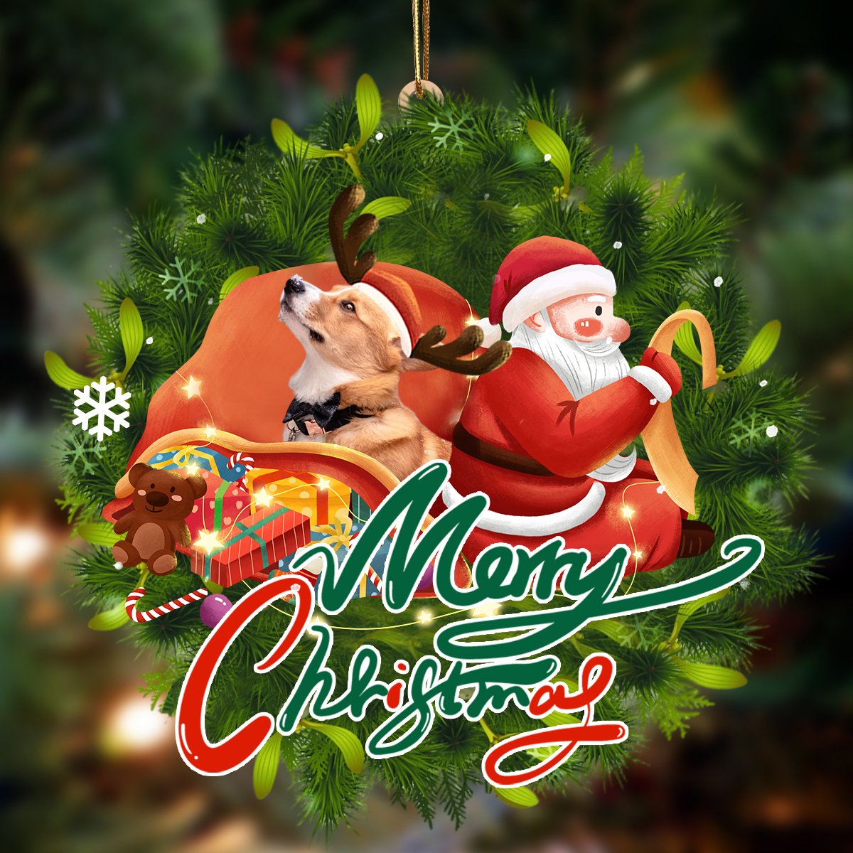 Ornament- Corgi-Santa & dog Hanging Ornament, Happy Christmas Ornament, Car Ornament - Best gifts your whole family