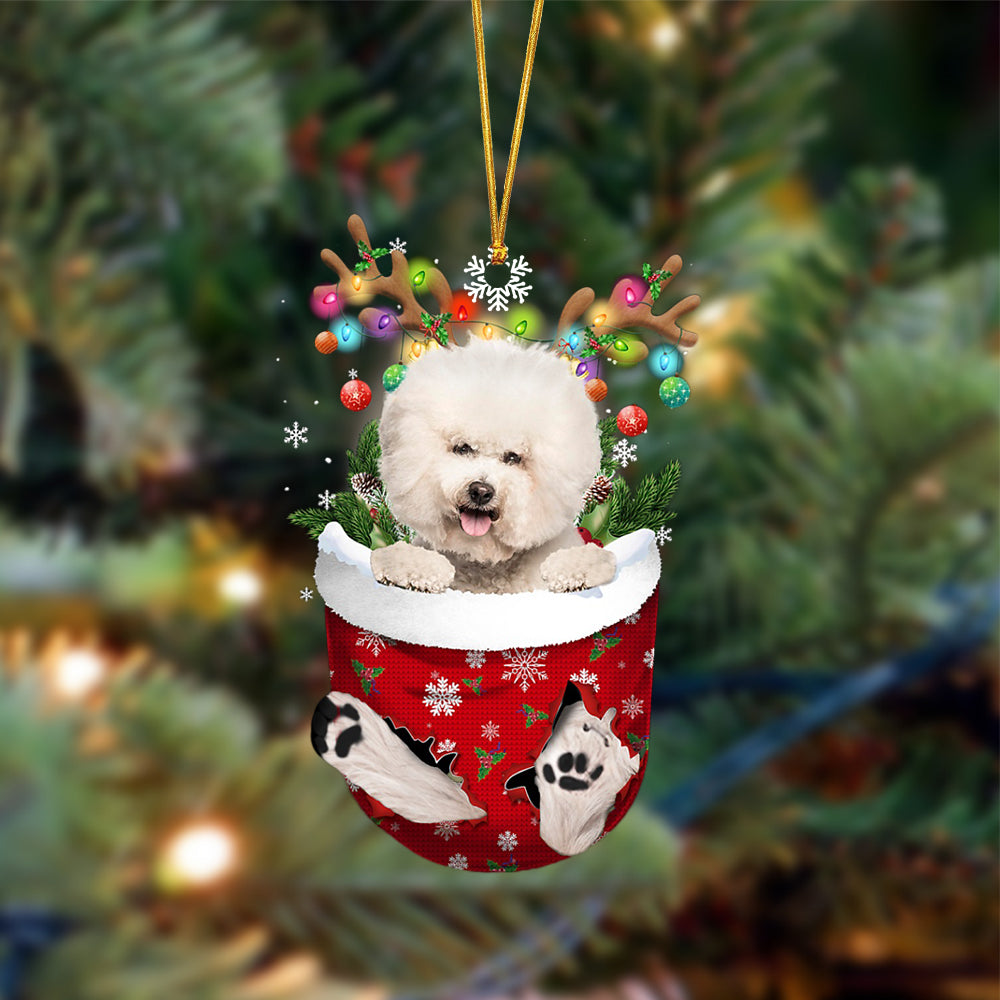 Ornament- CREAM Bichon Frise-In Christmas Pocket Two Sides Ornament, Happy Christmas Ornament, Car Ornament - Best gifts your whole family