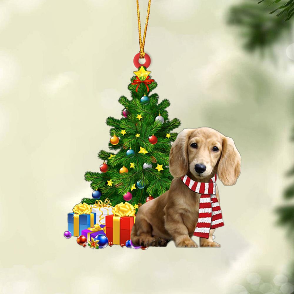 Ornament- CREAM Dachshund-Christmas Star Hanging Ornament, Happy Christmas Ornament, Car Ornament - Best gifts your whole family