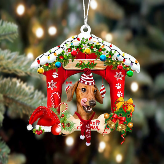Ornament- Dachshund 14-Christmas House Two Sided Ornament, Happy Christmas Ornament, Car Ornament - Best gifts your whole family