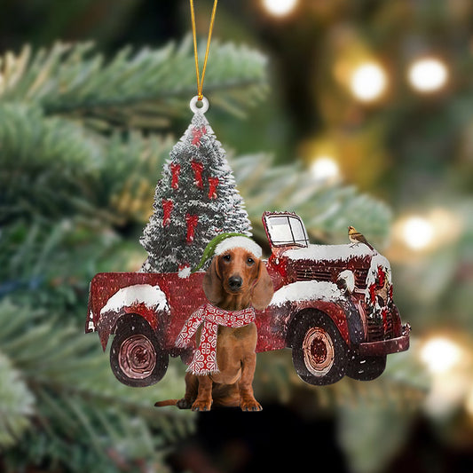 Ornament- Dachshund 2-Christmas Truck Two Sided Ornament, Happy Christmas Ornament, Car Ornament - Best gifts your whole family