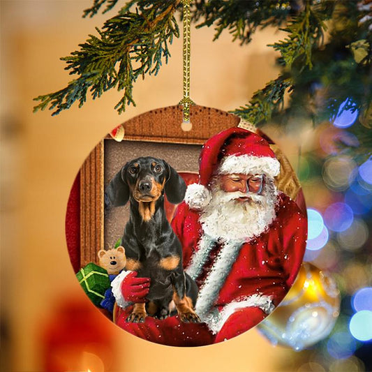 Ornament- Dachshund-3 With Santa Christmas Ornament, Happy Christmas Ornament, Car Ornament - Best gifts your whole family