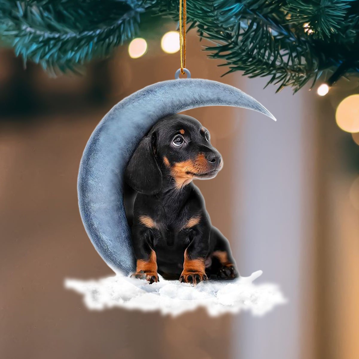 Ornament- Dachshund Blue Moon Hanging Ornament Dog Ornament, Car Ornament, Christmas Ornament - Best gifts your whole family