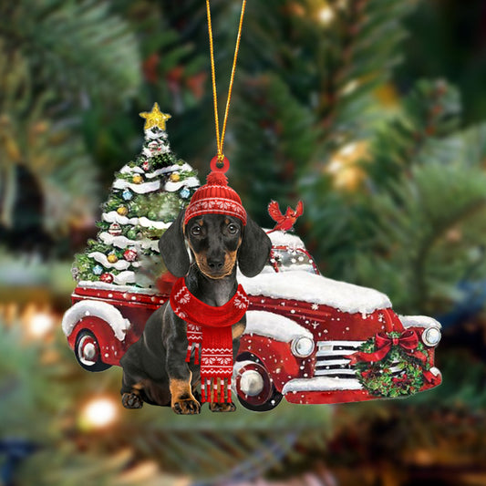 Ornament- Dachshund-Christmas Car Two Sided Ornament, Happy Christmas Ornament, Car Ornament - Best gifts your whole family