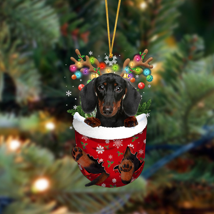 Ornament- Dachshund-In Christmas Pocket Two Sides Ornament, Happy Christmas Ornament, Car Ornament - Best gifts your whole family