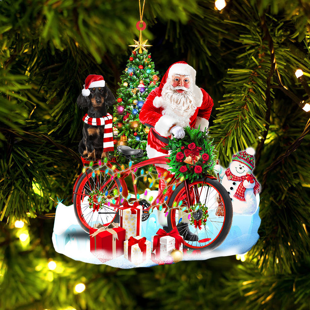 Ornament- dachshund On Santa's Bike Ornament Dog Ornament, Car Ornament, Christmas Ornament - Best gifts your whole family