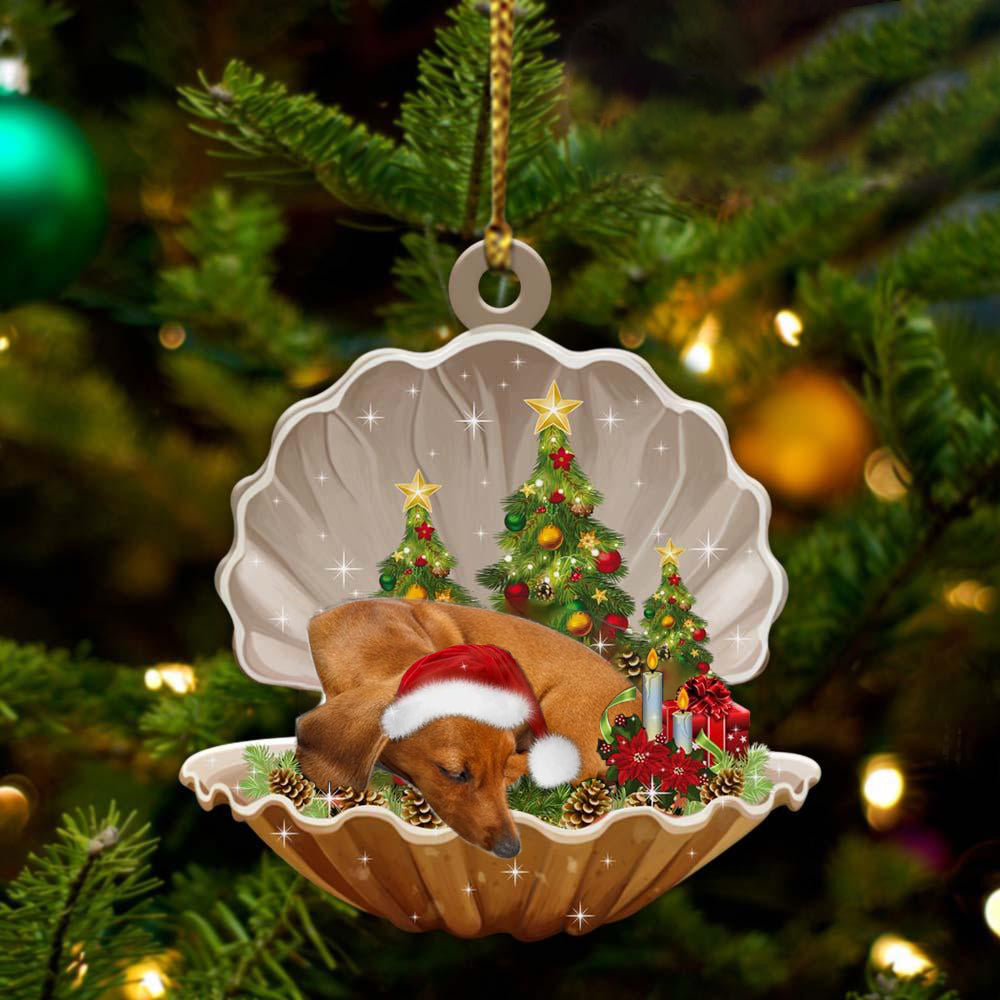Ornament- Dachshund-Sleeping Pearl in Christmas Two Sided Ornament, Happy Christmas Ornament, Car Ornament - Best gifts your whole family