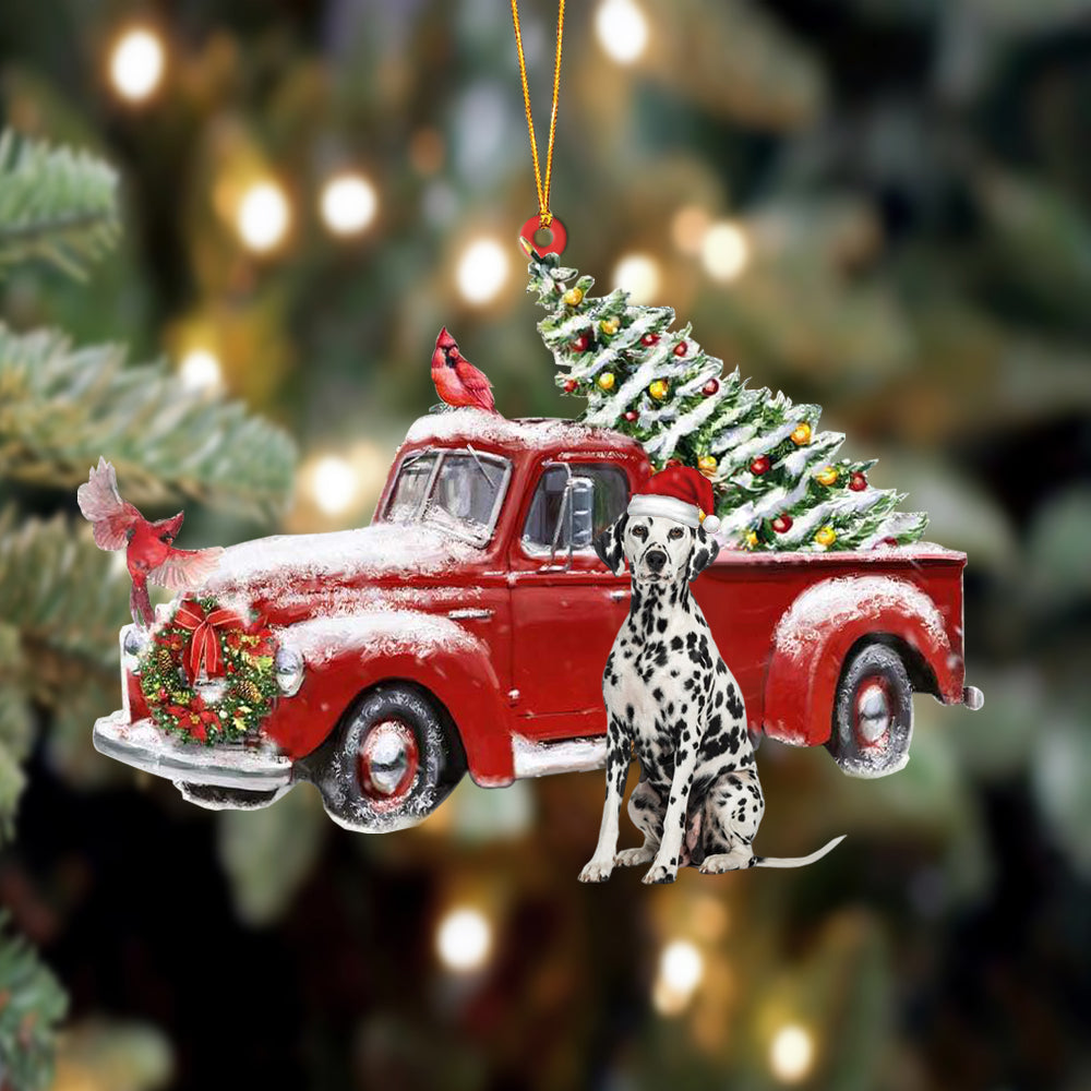 Ornament- Dalmatian-Cardinal & Truck Two Sided Ornament, Happy Christmas Ornament, Car Ornament - Best gifts your whole family