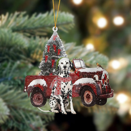 Ornament- Dalmatian-Christmas Truck Two Sided Ornament, Happy Christmas Ornament, Car Ornament - Best gifts your whole family