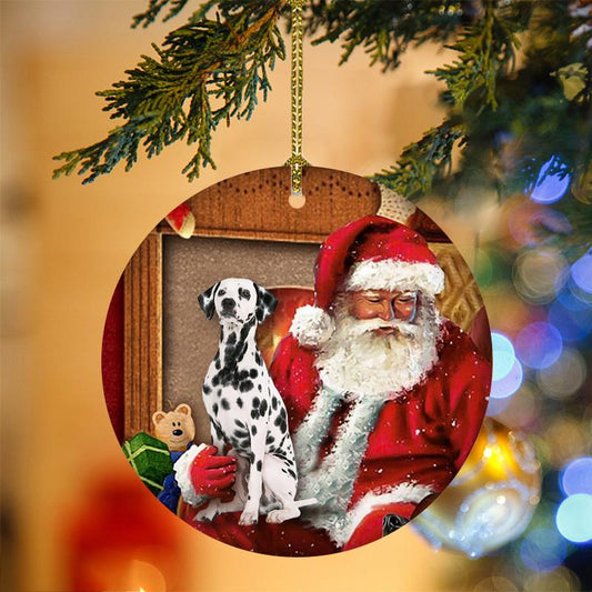 Ornament- Dalmatian With Santa Christmas Ornament, Happy Christmas Ornament, Car Ornament - Best gifts your whole family