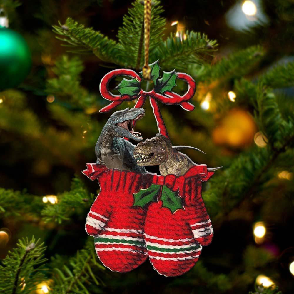 Ornament- Dinosaurs Inside Your Gloves Christmas Holiday-Two Sided Ornament, Christmas Ornament, Car Ornament - Best gifts your whole family