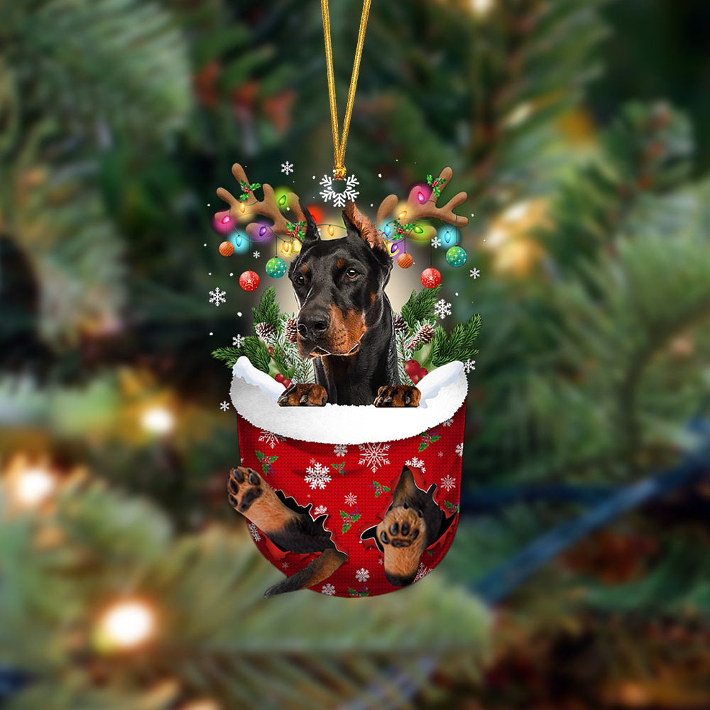 Ornament- Doberman-In Christmas Pocket Two Sides Ornament, Happy Christmas Ornament, Car Ornament - Best gifts your whole family