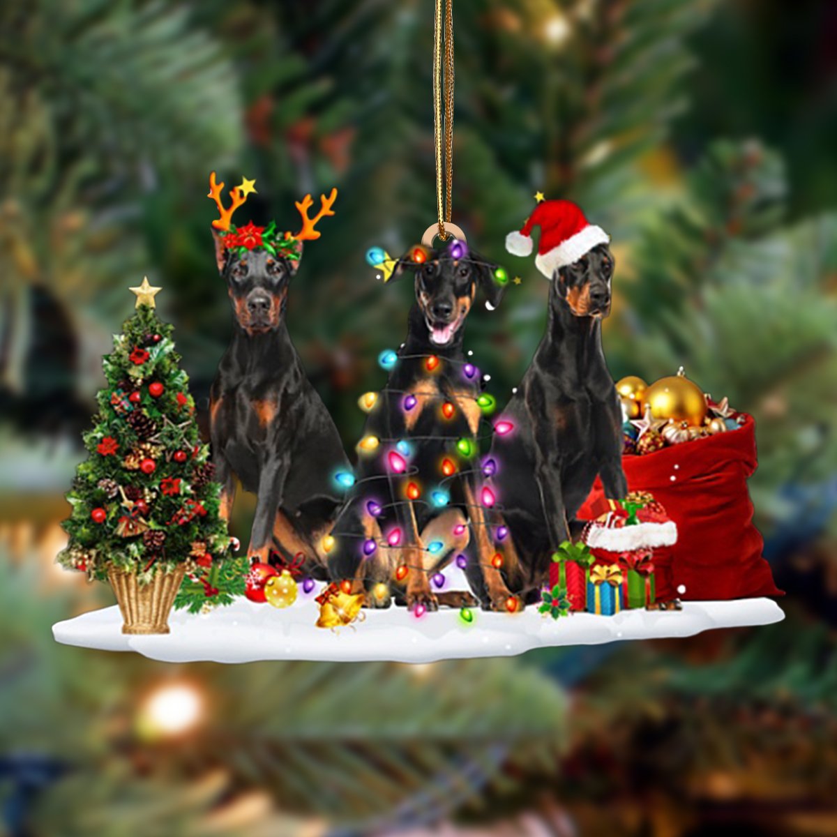 Ornament- Doberman Pinscher-Christmas Dog Friends Hanging Ornament, Happy Christmas Ornament, Car Ornament - Best gifts your whole family