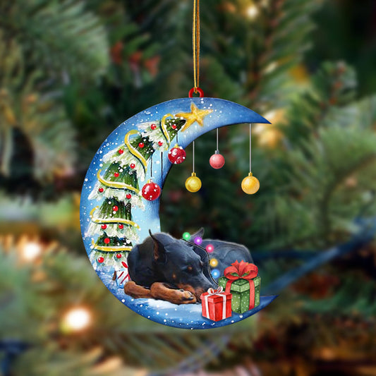 Ornament- Doberman Pinscher-Sleep On The Moon Christmas Two Sided Ornament, Christmas Ornament, Car Ornament - Best gifts your whole family