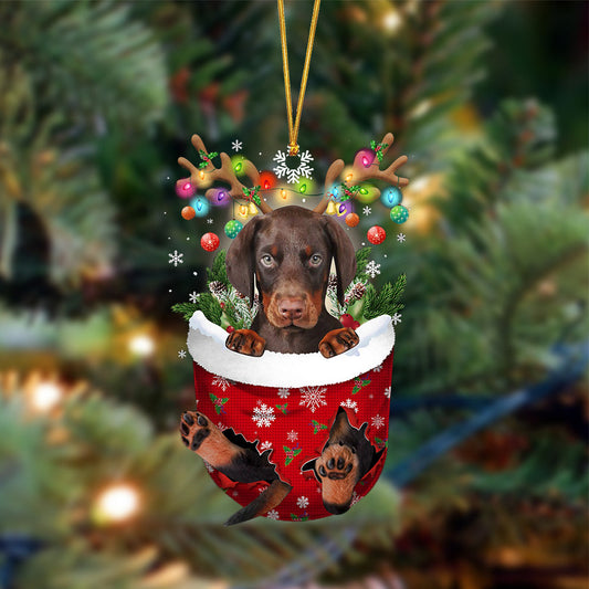 Ornament- Dobermann-In Christmas Pocket Two Sides Ornament, Happy Christmas Ornament, Car Ornament - Best gifts your whole family