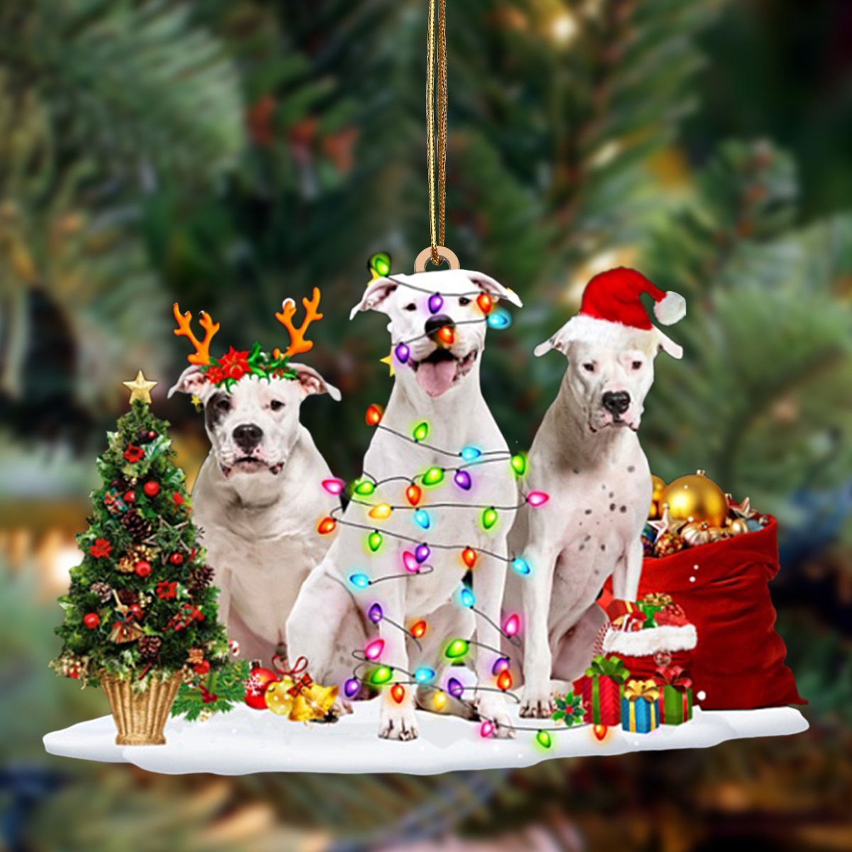Ornament- Dogo Argentino-Christmas Dog Friends Hanging Ornament, Happy Christmas Ornament, Car Ornament - Best gifts your whole family