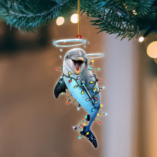 Ornament- Dolphin Christmas Light Hanging Ornament Dog Ornament, Car Ornament, Christmas Ornament - Best gifts your whole family