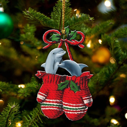 Ornament- Dolphin Inside Your Gloves Christmas Holiday-Two Sided Ornament, Christmas Ornament, Car Ornament - Best gifts your whole family