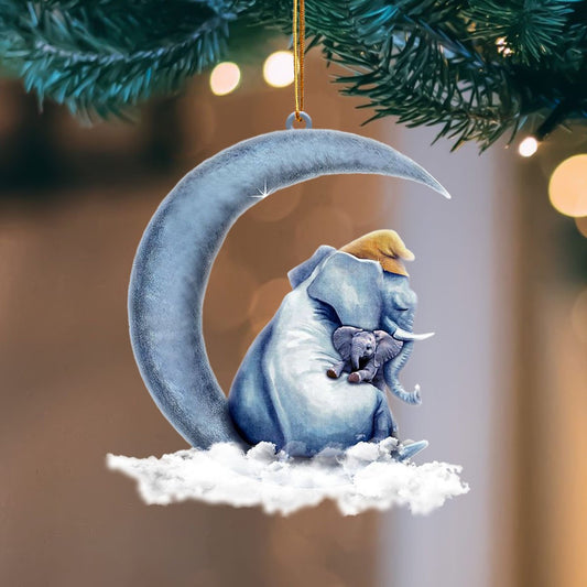Ornament- Elephant Blue Moon Hanging Ornament Dog Ornament, Car Ornament, Christmas Ornament - Best gifts your whole family