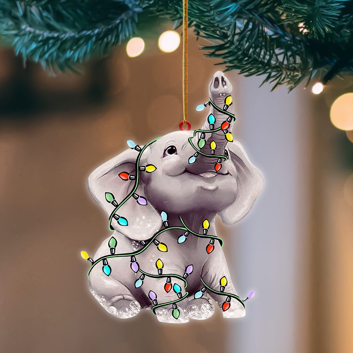 Ornament- Elephant Christmas Light Hanging Ornament Dog Ornament, Car Ornament, Christmas Ornament - Best gifts your whole family