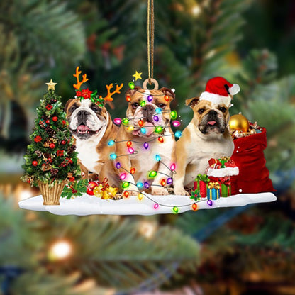 Ornament- English Bulldog-Christmas Dog Friends Hanging Ornament, Happy Christmas Ornament, Car Ornament - Best gifts your whole family