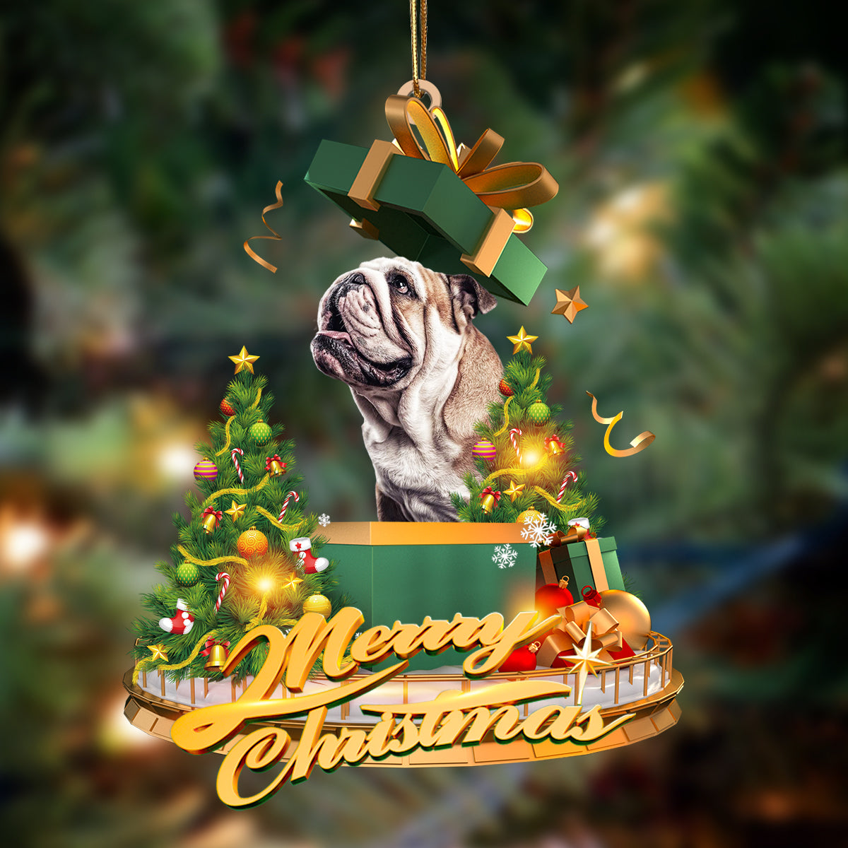 Ornament- English Bulldog-Christmas Gifts&dogs Hanging Ornament, Happy Christmas Ornament, Car Ornament - Best gifts your whole family