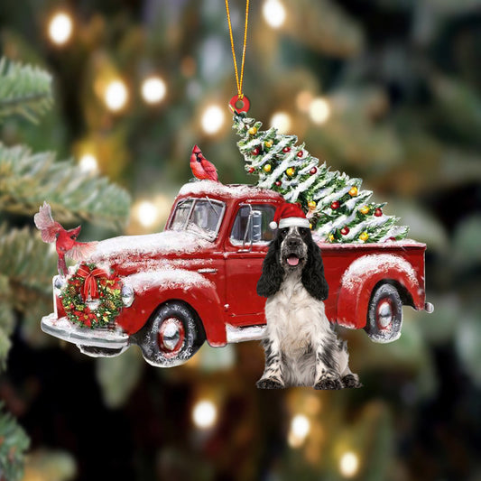 Ornament- English Cocker Spaniel 1-Cardinal & Truck Two Sided Ornament, Christmas Ornament, Car Ornament - Best gifts your whole family