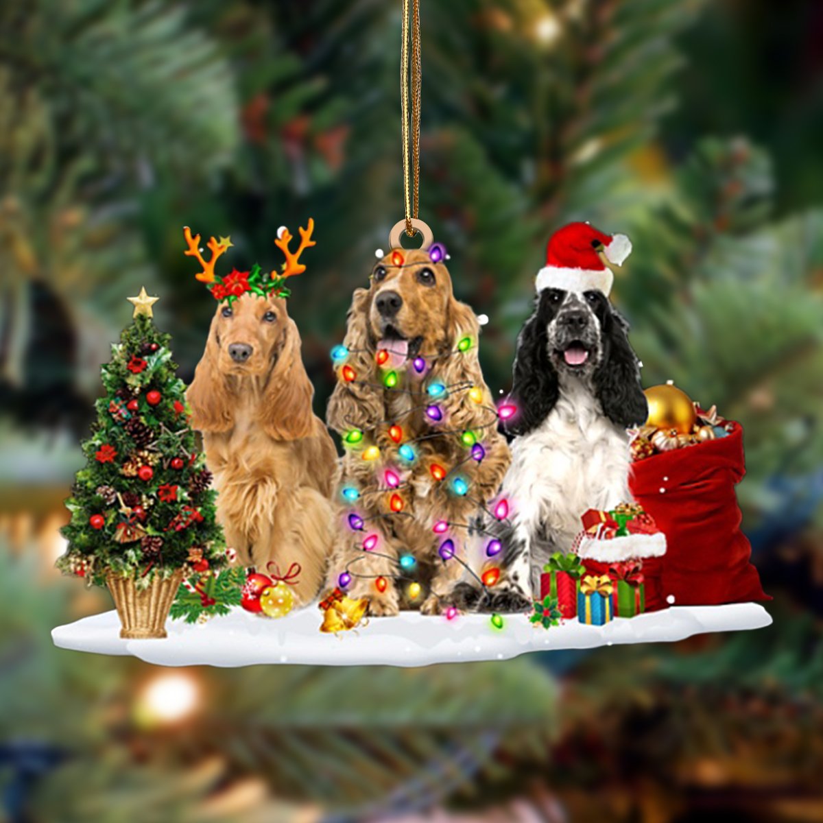 Ornament- English Cocker Spaniel-Christmas Dog Friends Hanging Ornament, Christmas Ornament, Car Ornament - Best gifts your whole family