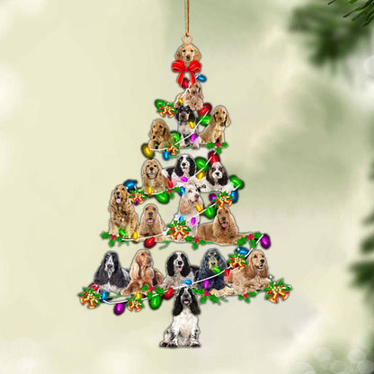 Ornament- English Cocker Spaniel-Christmas Tree Lights-Two Sided Ornament, Christmas Ornament, Car Ornament - Best gifts your whole family