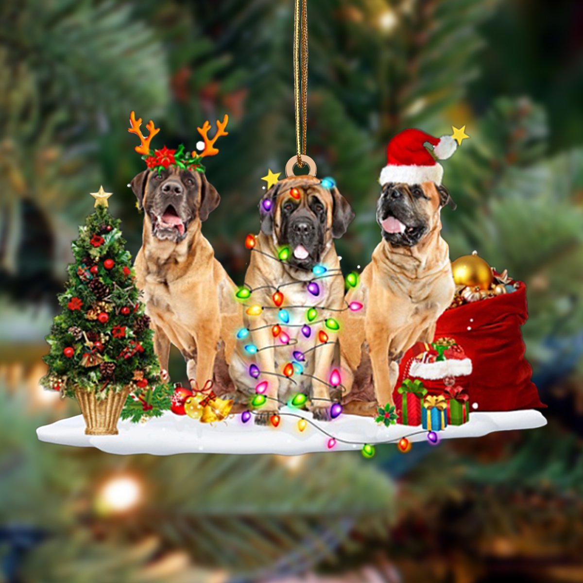 Ornament- English Mastiff-Christmas Dog Friends Hanging Ornament, Happy Christmas Ornament, Car Ornament - Best gifts your whole family