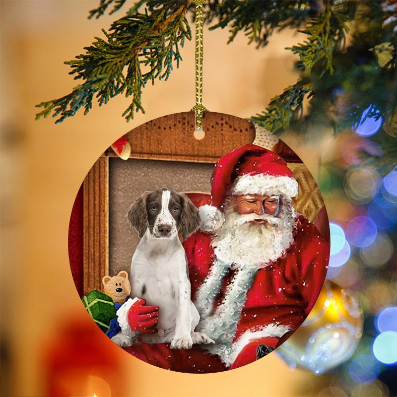 Ornament- English Springer Spaniel With Santa Christmas Ornament, Happy Christmas Ornament, Car Ornament - Best gifts your whole family