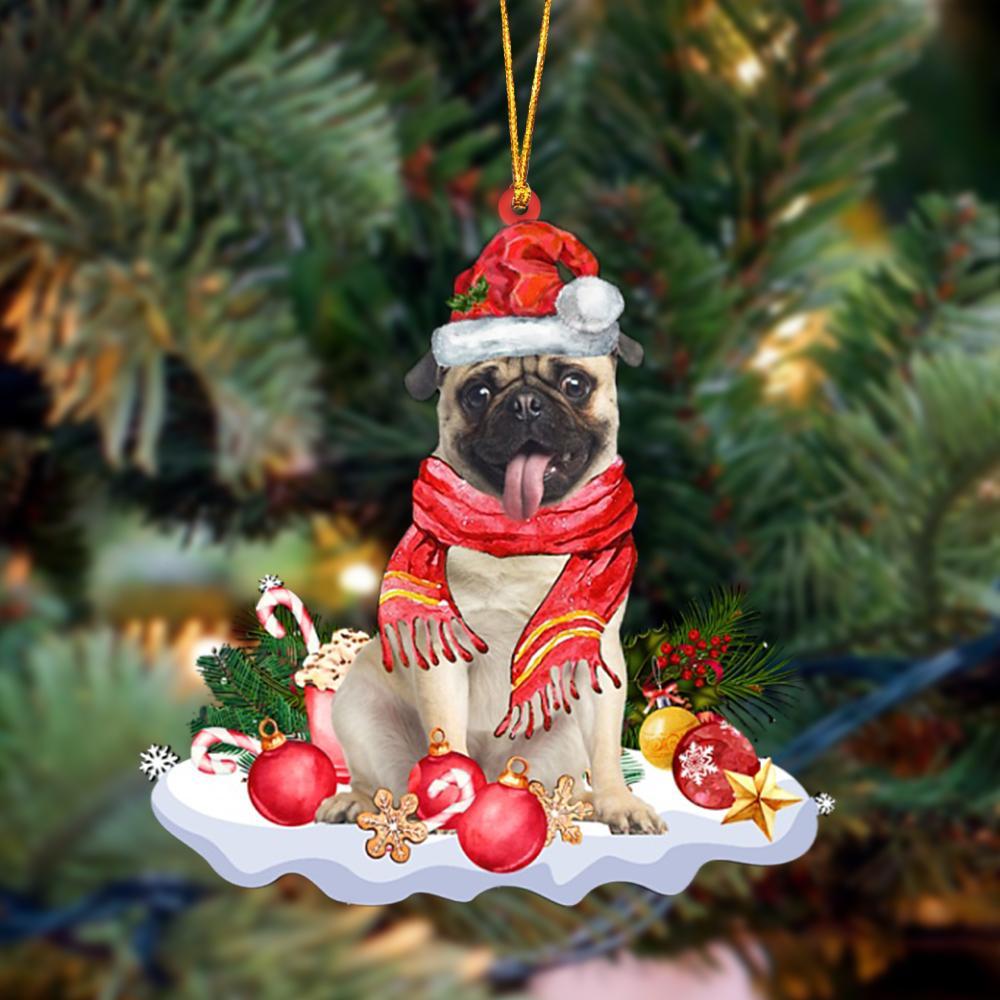 Ornament- FAWN Pug 1-Better Christmas Hanging Ornament, Happy Christmas Ornament, Car Ornament - Best gifts your whole family