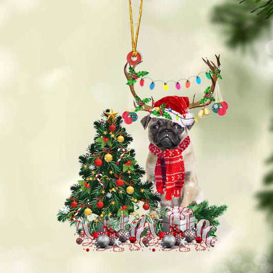 Ornament- FAWN Pug 2-Christmas Tree Gift Hanging Ornament, Happy Christmas Ornament, Car Ornament - Best gifts your whole family