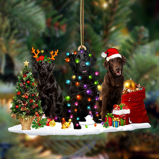 Ornament- Flat Coated Retriever-Christmas Dog Friends Hanging Ornament, Christmas Ornament, Car Ornament - Best gifts your whole family