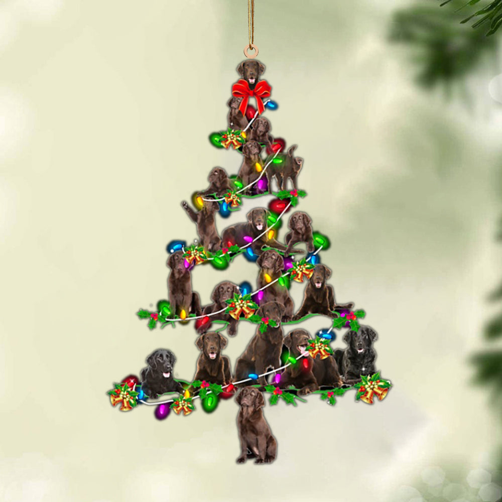 Ornament- Flat Coated Retriever-Christmas Tree Lights-Two Sided Ornament, Christmas Ornament, Car Ornament - Best gifts your whole family