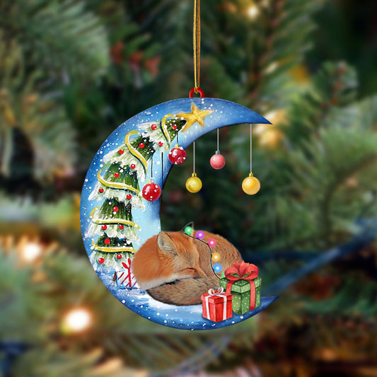 Ornament- Fox-Sleep On The Moon Christmas Two Sided Ornament, Happy Christmas Ornament, Car Ornament - Best gifts your whole family