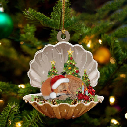 Ornament- Fox3-Sleeping Pearl in Christmas Two Sided Ornament, Happy Christmas Ornament, Car Ornament - Best gifts your whole family